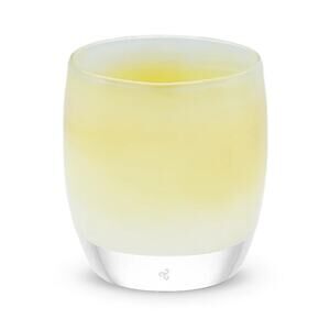 Glassybaby Votive Candle Holder, ANGEL #355, Yellow, Cream and White